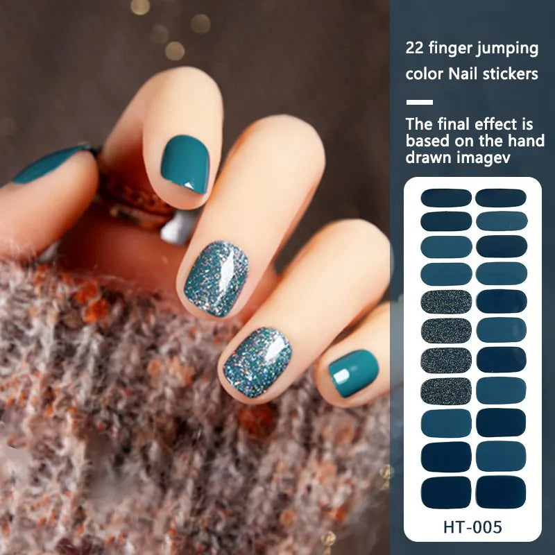 22finger Flash Sequin Nail Polish Gel Film ins Wind Waterproof Lasting Nail Sticker