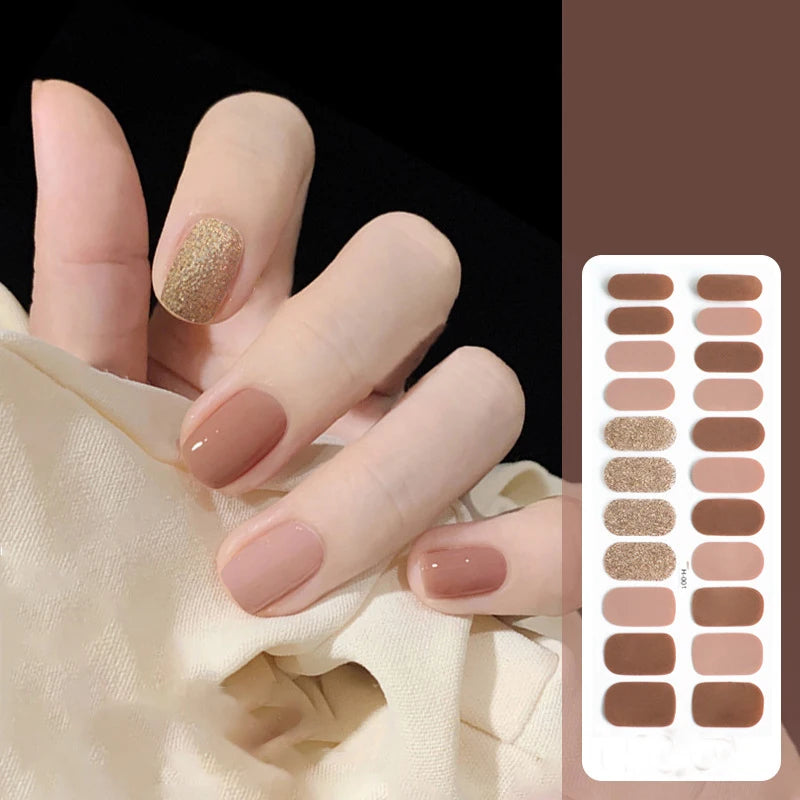 22finger Flash Sequin Nail Polish Gel Film ins Wind Waterproof Lasting Nail Sticker